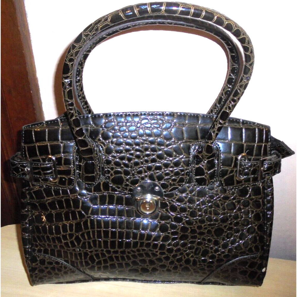 BNWT New York & Co. Purse Dark Brown Faux Alligator